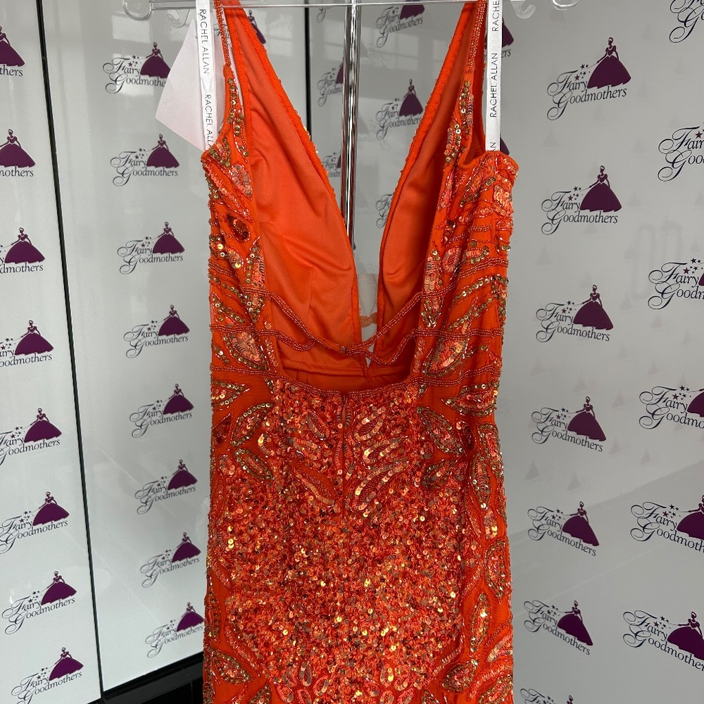 Rachel Allan 40267 Size 8 Sequined Orange Mini Dress - Picture 2 of 2